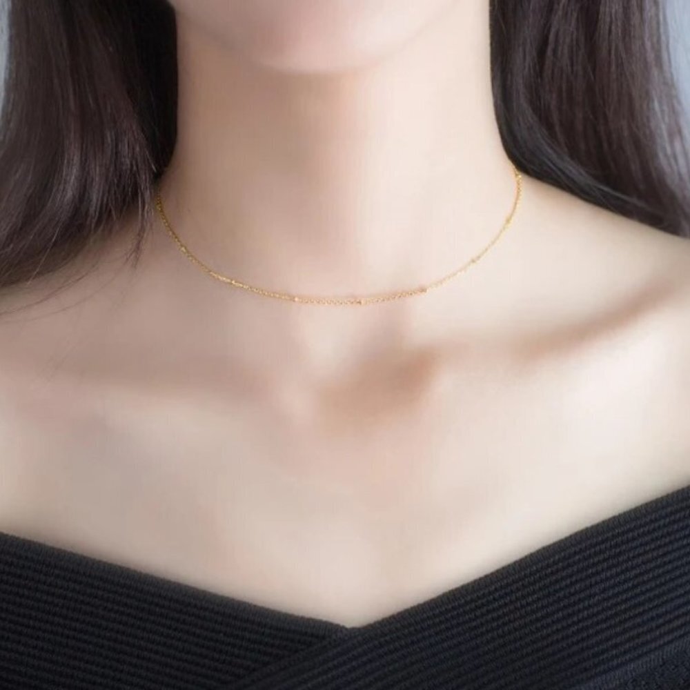 Jewelry chain dot yellow gold tone dainty minimalist elegant beautiful new